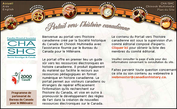 Page d'accueil du Portail vers l’histoire canadienne