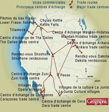 Map - Trade centres and travel routes - Canadian Geographic