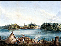 Campamento indígena en 1833, donde se encuentra el Museo Canadiense de los Civilizaciones