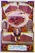 Postcard featuring various Eaton's 
buildings.