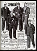 Salopettes portes avec chemise 
et 
cravate, Eaton's Fall Winter 1926-1927.