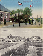 En haut : soldats allemands à Spandet, Première Guerre mondiale. En bas : le centre du village de Spandet, vers 1920