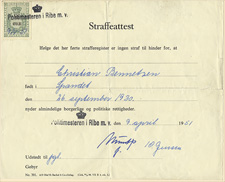 Certificat délivré à Ribe en avril 1951