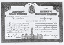 Certificat de citoyenneté canadienne de Chris Bennedsen, obtenu en 1959