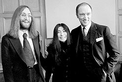 John Lennon et Yoko Ono avec Pierre Trudeau, 22 dcembre 1969