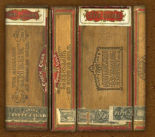Long strip revenue stamp on a box of 50 cigars, Series of 1897.
