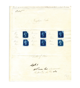 Rowland Hill, timbre de un penny en bleu