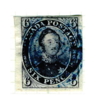 Timbre de six pence de la Province du Canada, usag