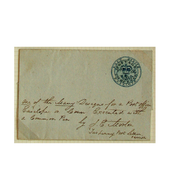 Essai de J. E. Morton, un entier postal de deux penny