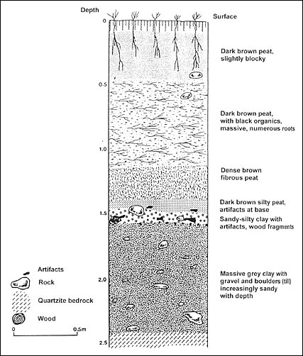 Dessin montrant la composition des différentes stratifications du sol.