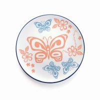 Porcelain Art Plate - Butterfly and Wild Rose by Justien Senoa Wood