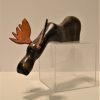 Hand-crafted Wood Sculpture - Curious Moose