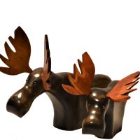 Wooden Standing Moose Sculpture