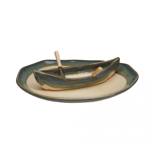 Canoe on a Lake Dip Set by Maxwell Pottery in the colour Seaside