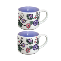 Ceramic Espresso Mugs - Set of 2 (Ojibwe Florals) by