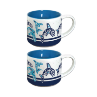 Ceramic Espresso Mugs - Set of 2 (Orca Family) by