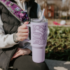 Insulated tumbler with indigenous spirit messenger design.
