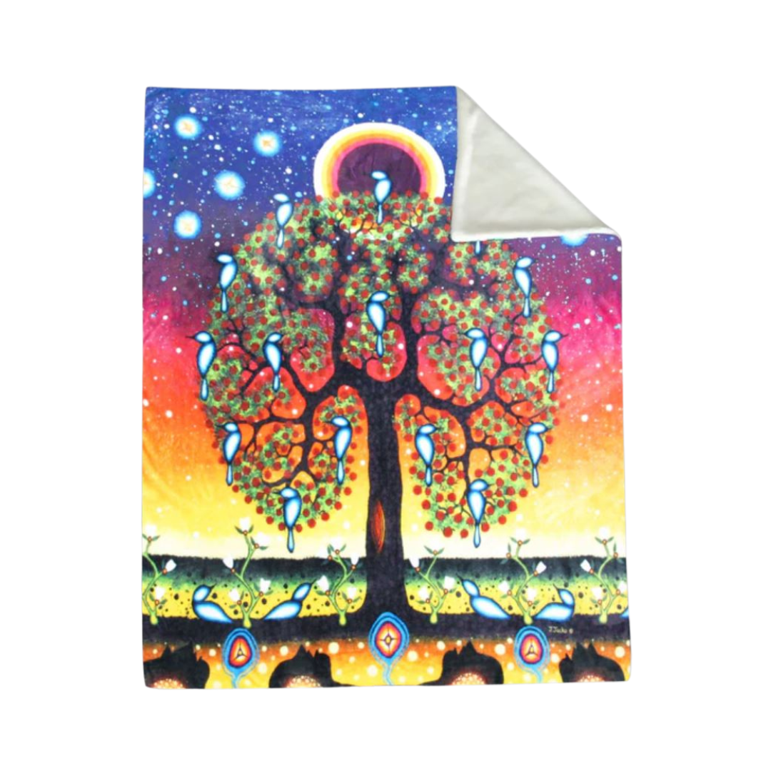 600830_BLANKET-TREE OF LIFE-JACKO James Jacko Tree of Life Faux Rabbit Fur Throw Blanket