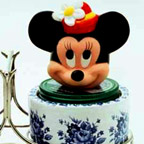 Pots à confiture bleu et blanc avec Mickey et Minnie (détail)