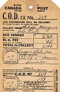 Étiquette d'envoi contre 
remboursement, 1931.