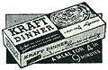 Boîte de Kraft Dinner, Eaton's 
Camp 
and Cottage Book 1939, p. 13.
