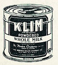 Powdered milk, Eaton's Camp and 
Cottage Book 1939, p. 21.
