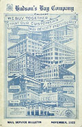 Les onze magasins de la HBC, Hudson's 
Bay Company Calgary 1922, page de couverture.