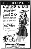 Publicité pour maillots de bain 
dans 
La Bonne Parole, juin 1939, p. 4.