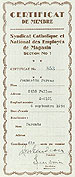 Certificat de membre d'une vendeuse, 
1934.