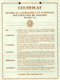 Certificat de membre d'une vendeuse, 
1934.