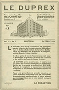 Page de couverture du premier 
exemplaire du mensuel des employés de Dupuis Frères, Le 
Duprex.