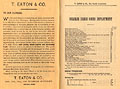 Lettre aux usagers du comptoir postal, 
Eaton's Fall Winter 1884 (reproduction), verso de la page de couverture.