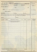 Order form, Pryce Jones Spring Summer 
1912.