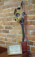 First World War gas mask sold by Army 
and Navy.