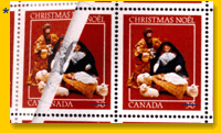 Timbre-poste du Canada avec un faux pli