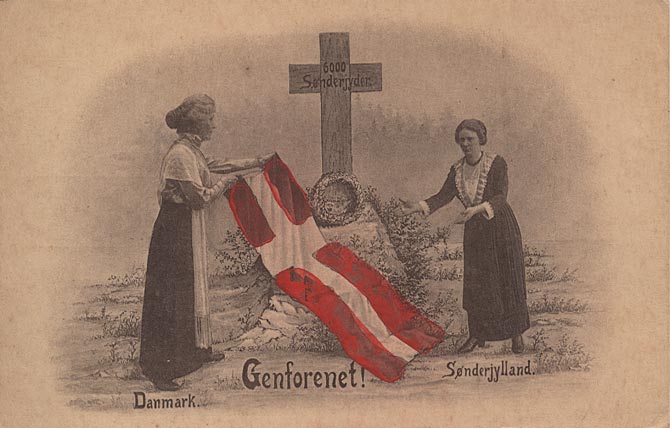 Carte postale célébrant la réunification du Danemark en 1920. 