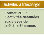 Activités à télécharger - Format PDF : 3 activités destinées à la 2e année du 3e cycle et à la 1re et 2e du secondaire