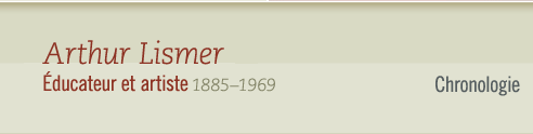 Arthur Lismer, 1885-1969 éducateur et artiste - Chronologie