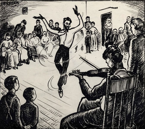  Le beau danseur , dessin de George-D. Pepper; Illustration de la lgende du mme nom, publie une premire fois par Marius Barbeau en 1932 dans le journal  La Presse  de Montral., © MCC/CMC