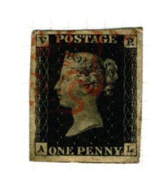 Contrefaon d'un Penny Black munis 