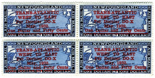 Bloc de quatre timbres pour la poste arienne