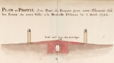 Plan et profil d’un pont de Briques pour estre construit sur les fossez de cette ville, à la Nouvelle Orléans le 2 avril 1732, signé Broutin (détail)