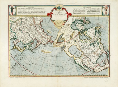 Carte des nouvelles découvertes au nord de la mer du Sud tant à l’est de la Sibérie et du Kamtchatka qu’à l’ouest de la Nouvelle-France