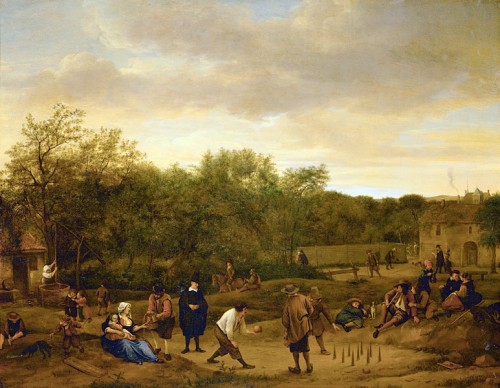 « Paysans jouant aux quilles » du peintre néerlandais Jan Steen, vers 1650.