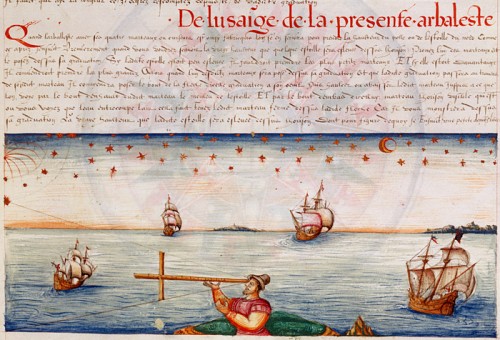 Utilisation de l'arbalestrille, 1583, par Jacques de Vaulx