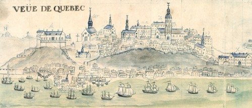 Le château St-Louis, détail de la Vue de Québec et Carte figurative du promt secours envoyé…au vaisseau du Roy l’Éléphant, 1729, par Mahier | Cartes et plans, GE D 7825 (RES), Bibliothèque nationale de France Le château St-Louis, détail de la Vue de Québec et Carte figurative du promt secours envoyé…au vaisseau du Roy l’Éléphant, 1729, par Mahier