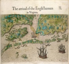 L’arrivée des Anglais en Virginie, illustrée par Theodor de Bry