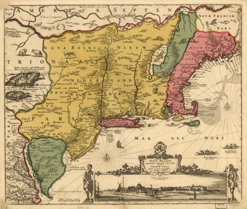 Novi Belgii Novaeque Angliae… (Carte de la Nouvelle-Belgique ou Nouvelle-Hollande), 1685, par Nicolaes Visscher