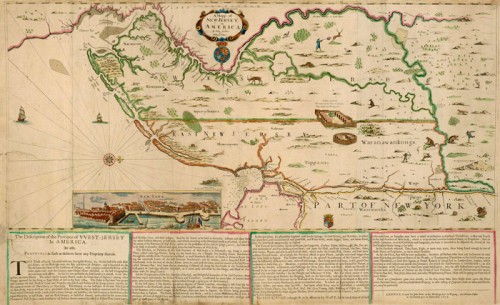 Carte du New Jersey en Amérique, 1678, tiré de l’atlas Blathwayt