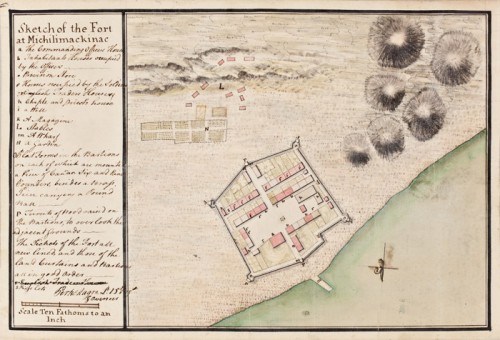 Plan du Fort Michilimackinac par Magra Perkins, 1765